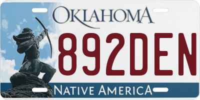OK license plate 892DEN