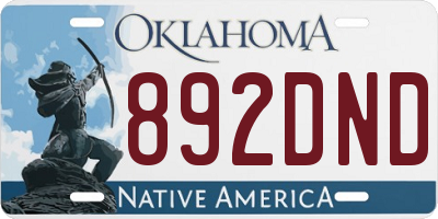 OK license plate 892DND