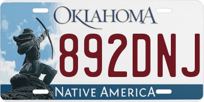 OK license plate 892DNJ