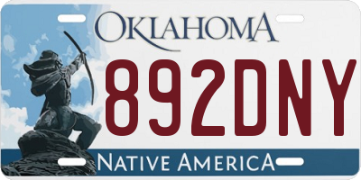 OK license plate 892DNY