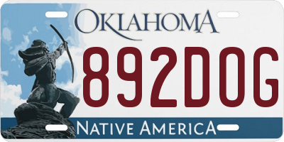 OK license plate 892DOG