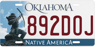 OK license plate 892DOJ