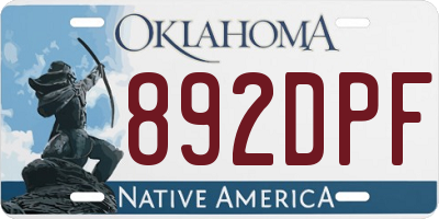 OK license plate 892DPF