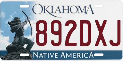 OK license plate 892DXJ