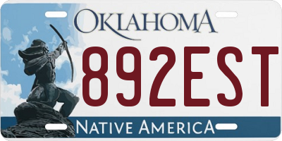 OK license plate 892EST