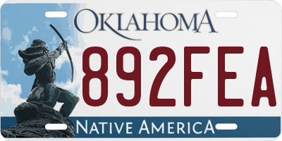 OK license plate 892FEA