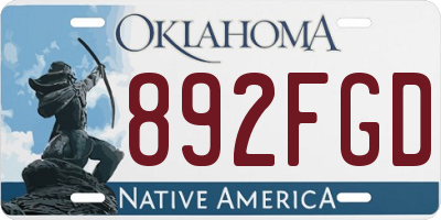 OK license plate 892FGD