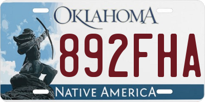OK license plate 892FHA