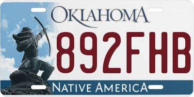 OK license plate 892FHB