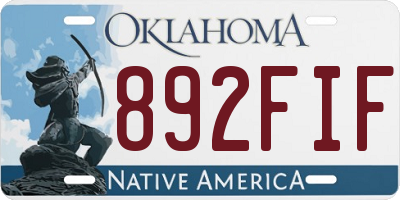 OK license plate 892FIF
