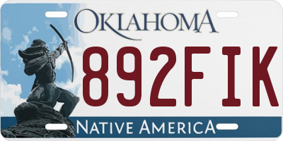 OK license plate 892FIK
