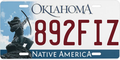 OK license plate 892FIZ