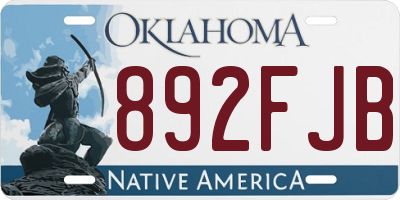 OK license plate 892FJB