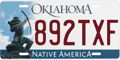 OK license plate 892TXF