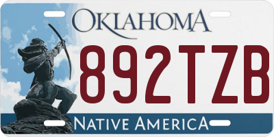 OK license plate 892TZB