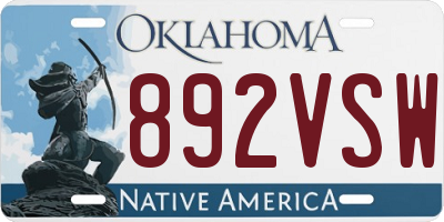 OK license plate 892VSW