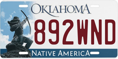 OK license plate 892WND