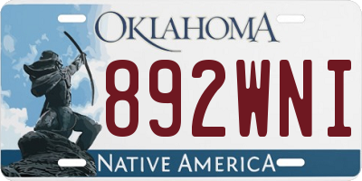 OK license plate 892WNI