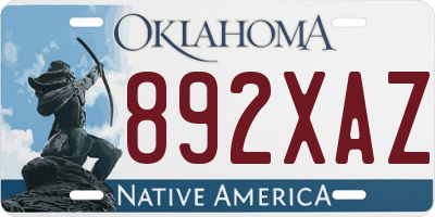 OK license plate 892XAZ