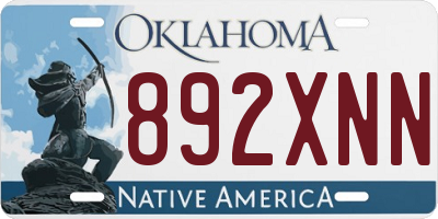 OK license plate 892XNN