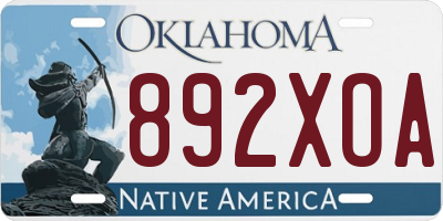 OK license plate 892XOA