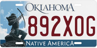 OK license plate 892XOG