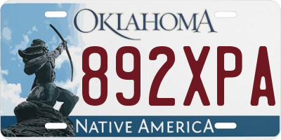 OK license plate 892XPA