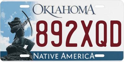 OK license plate 892XQD