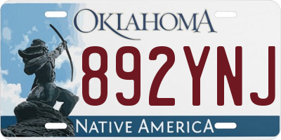 OK license plate 892YNJ
