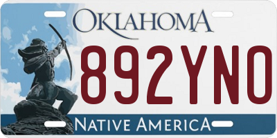 OK license plate 892YNO