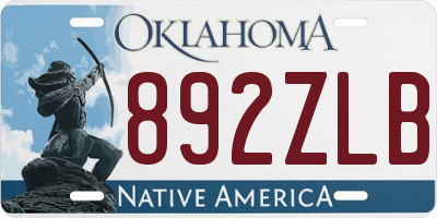 OK license plate 892ZLB