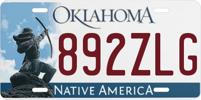OK license plate 892ZLG