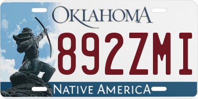 OK license plate 892ZMI