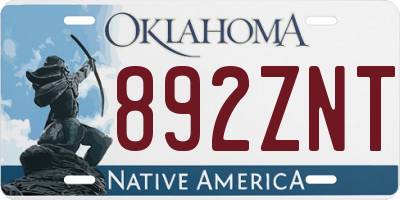 OK license plate 892ZNT