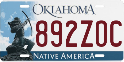 OK license plate 892ZOC