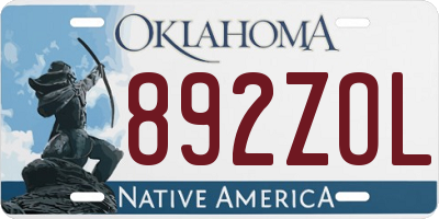 OK license plate 892ZOL