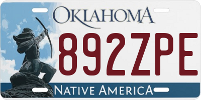 OK license plate 892ZPE