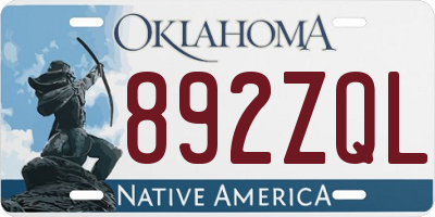 OK license plate 892ZQL