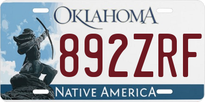 OK license plate 892ZRF