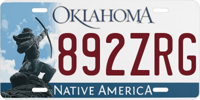 OK license plate 892ZRG