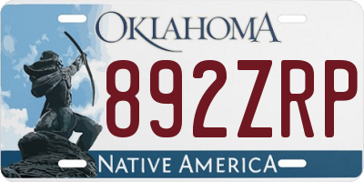 OK license plate 892ZRP