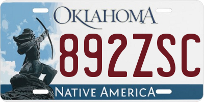 OK license plate 892ZSC