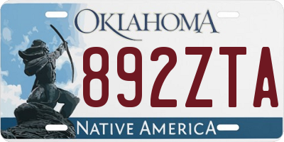 OK license plate 892ZTA