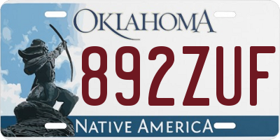 OK license plate 892ZUF