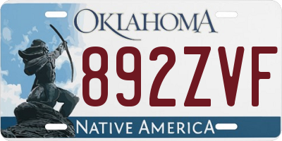 OK license plate 892ZVF