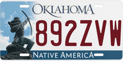 OK license plate 892ZVW