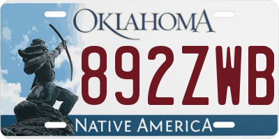 OK license plate 892ZWB