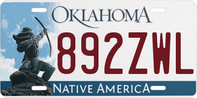 OK license plate 892ZWL