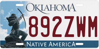 OK license plate 892ZWM