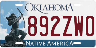 OK license plate 892ZWO